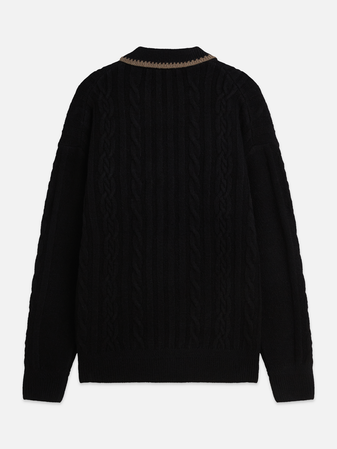 Soft Cable-Knit Wool-Blend Polo Pullover