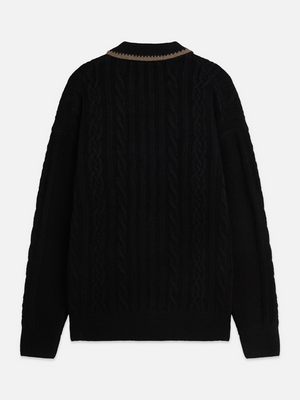 Soft Cable-Knit Wool-Blend Polo Pullover