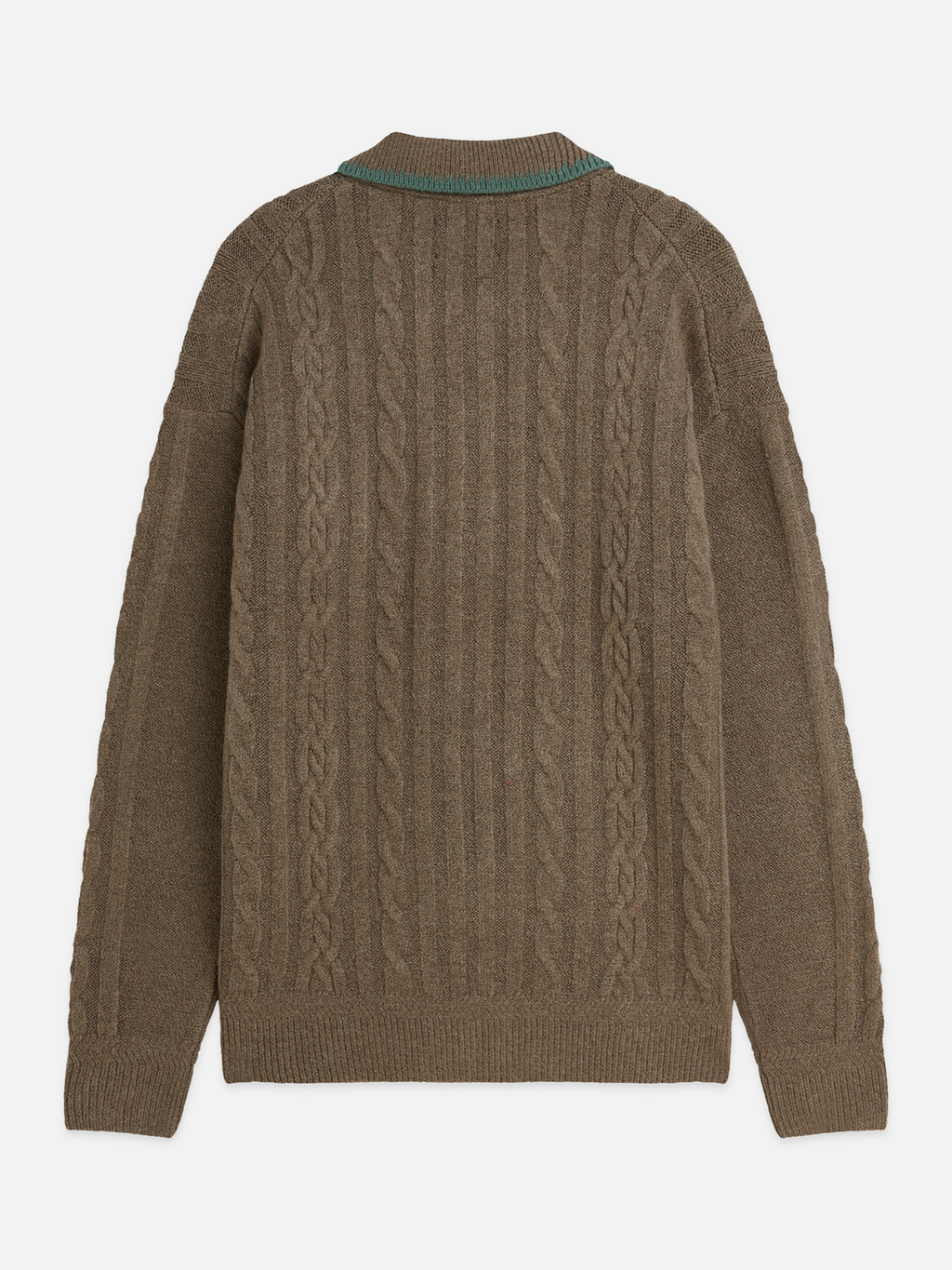Soft Cable-Knit Wool-Blend Polo Pullover