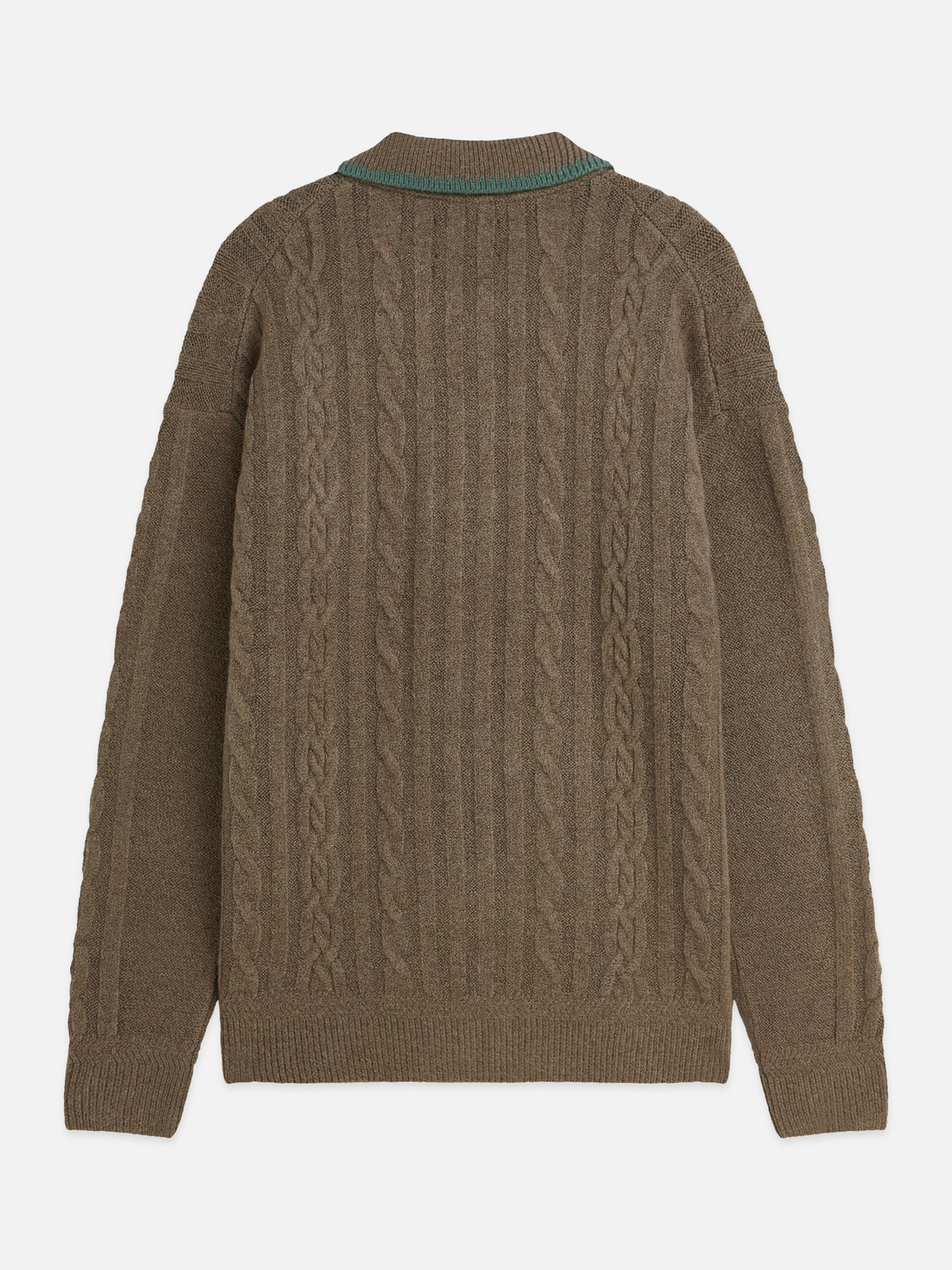 Soft Cable-Knit Wool-Blend Polo Pullover