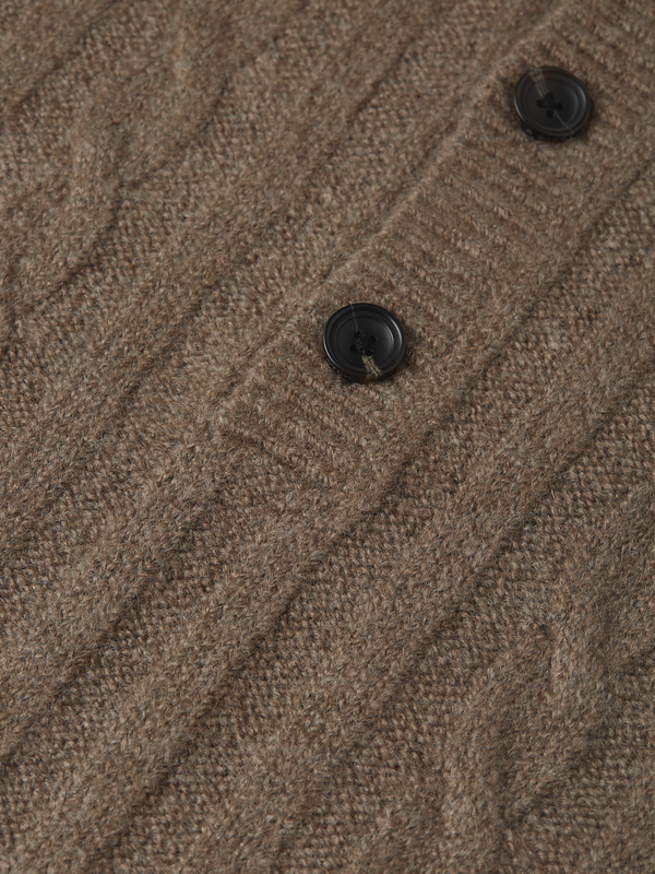 Soft Cable-Knit Wool-Blend Polo Pullover