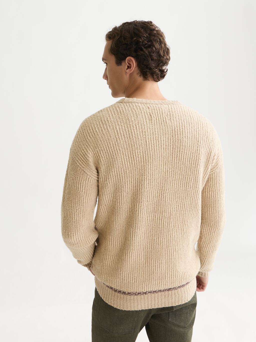 Chenille Structured Extra Dropped Shoulder Pullover