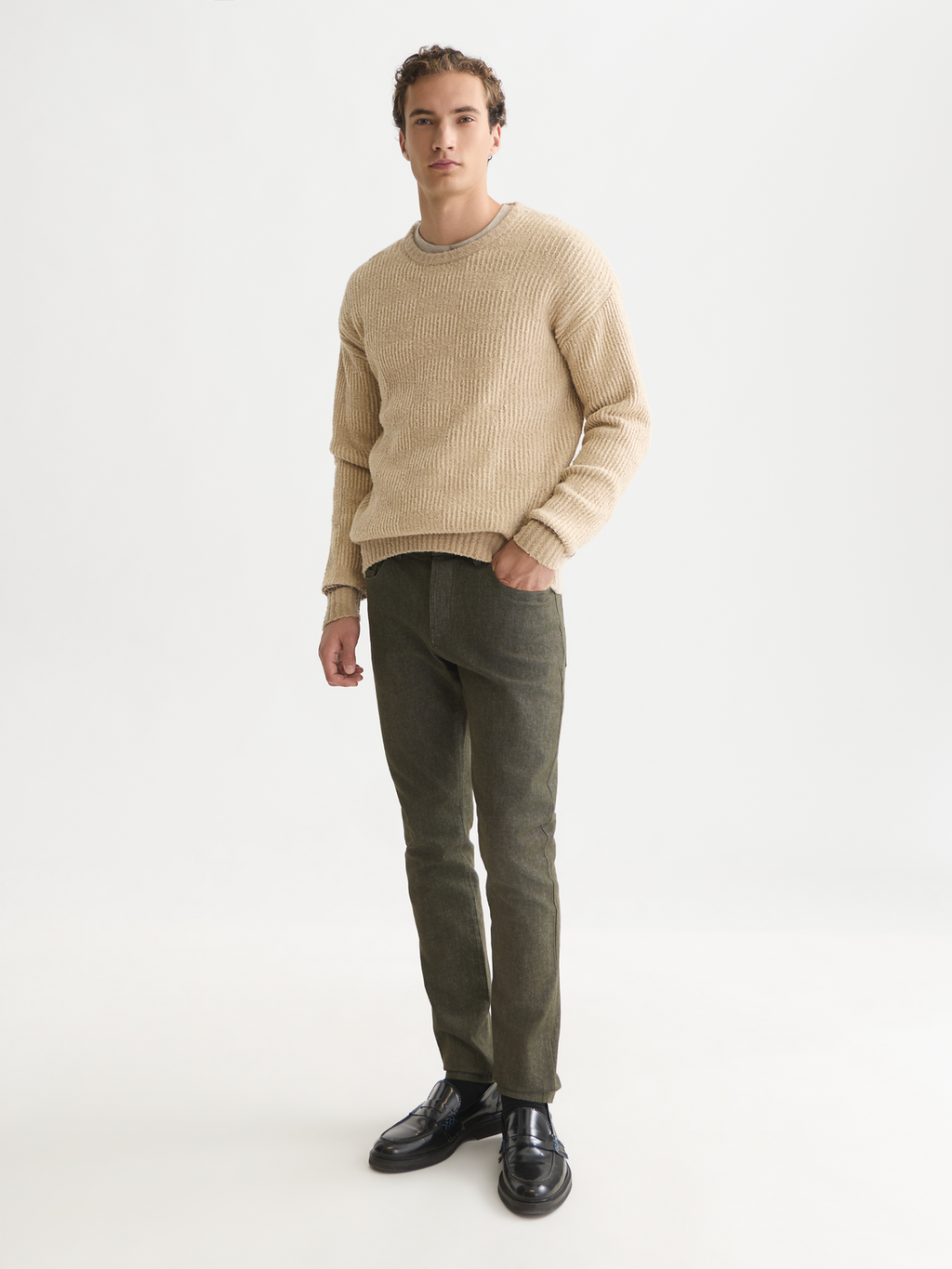 Chenille Structured Extra Dropped Shoulder Pullover