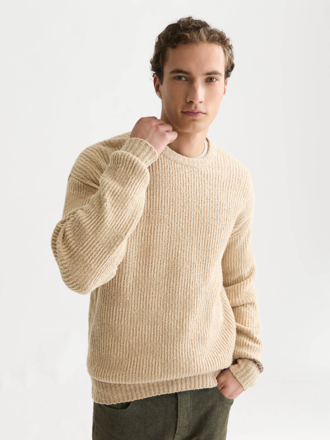 Chenille Structured Extra Dropped Shoulder Pullover