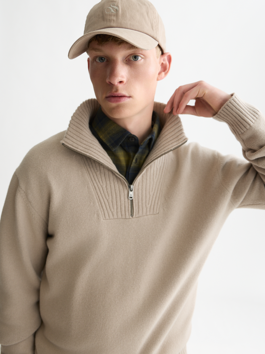 Cotton-Wool Blend Zip Pullover