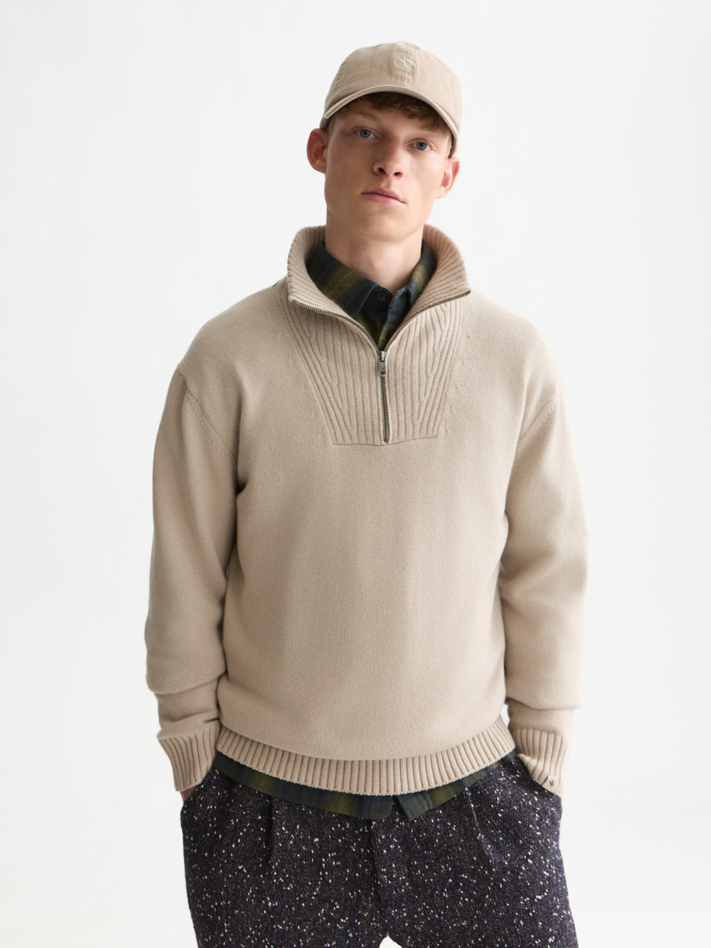 Cotton-Wool Blend Zip Pullover