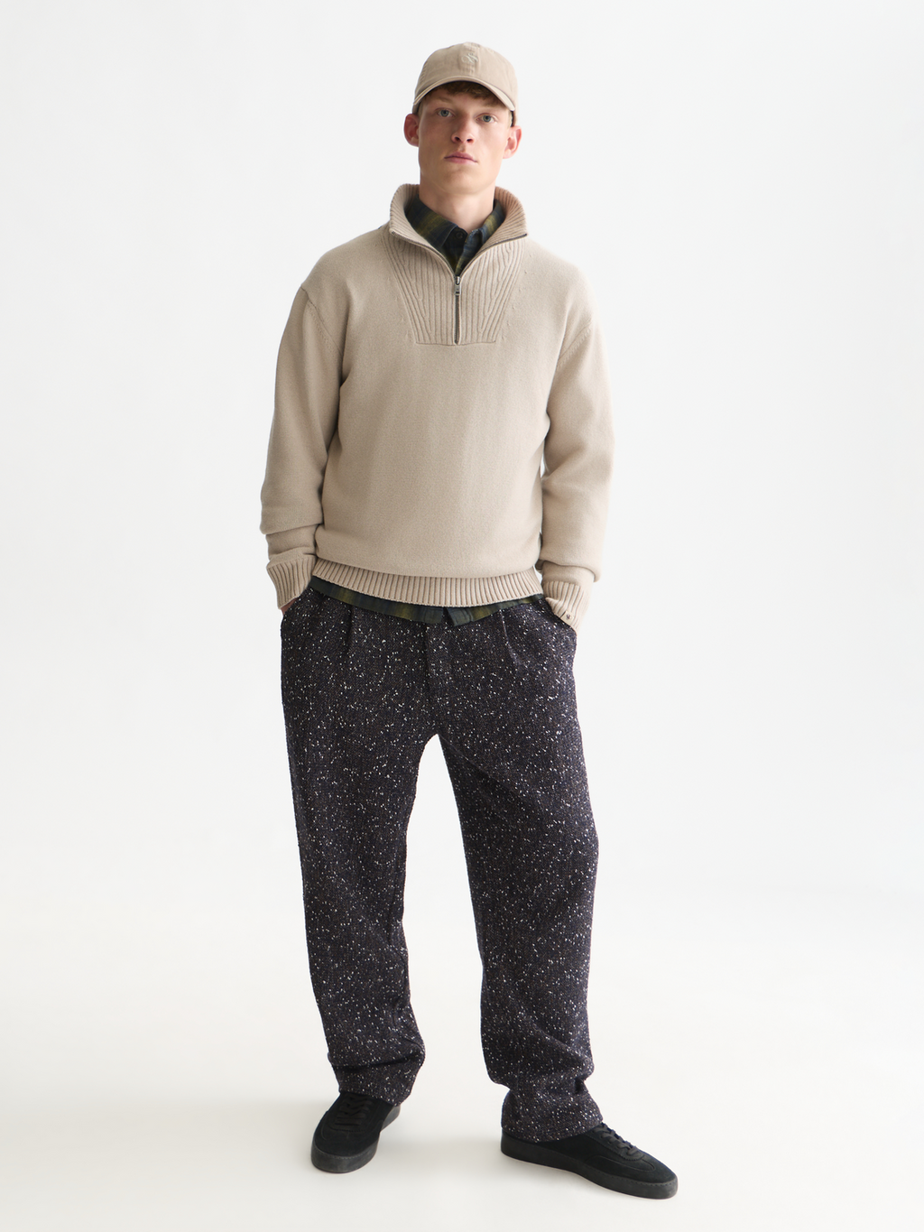 Cotton-Wool Blend Zip Pullover