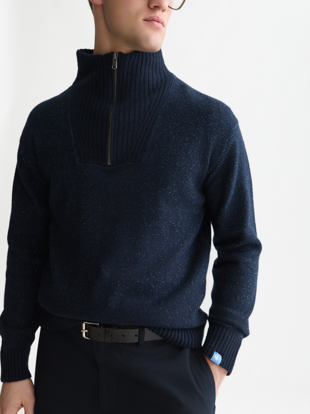 Cotton-Wool Blend Zip Pullover