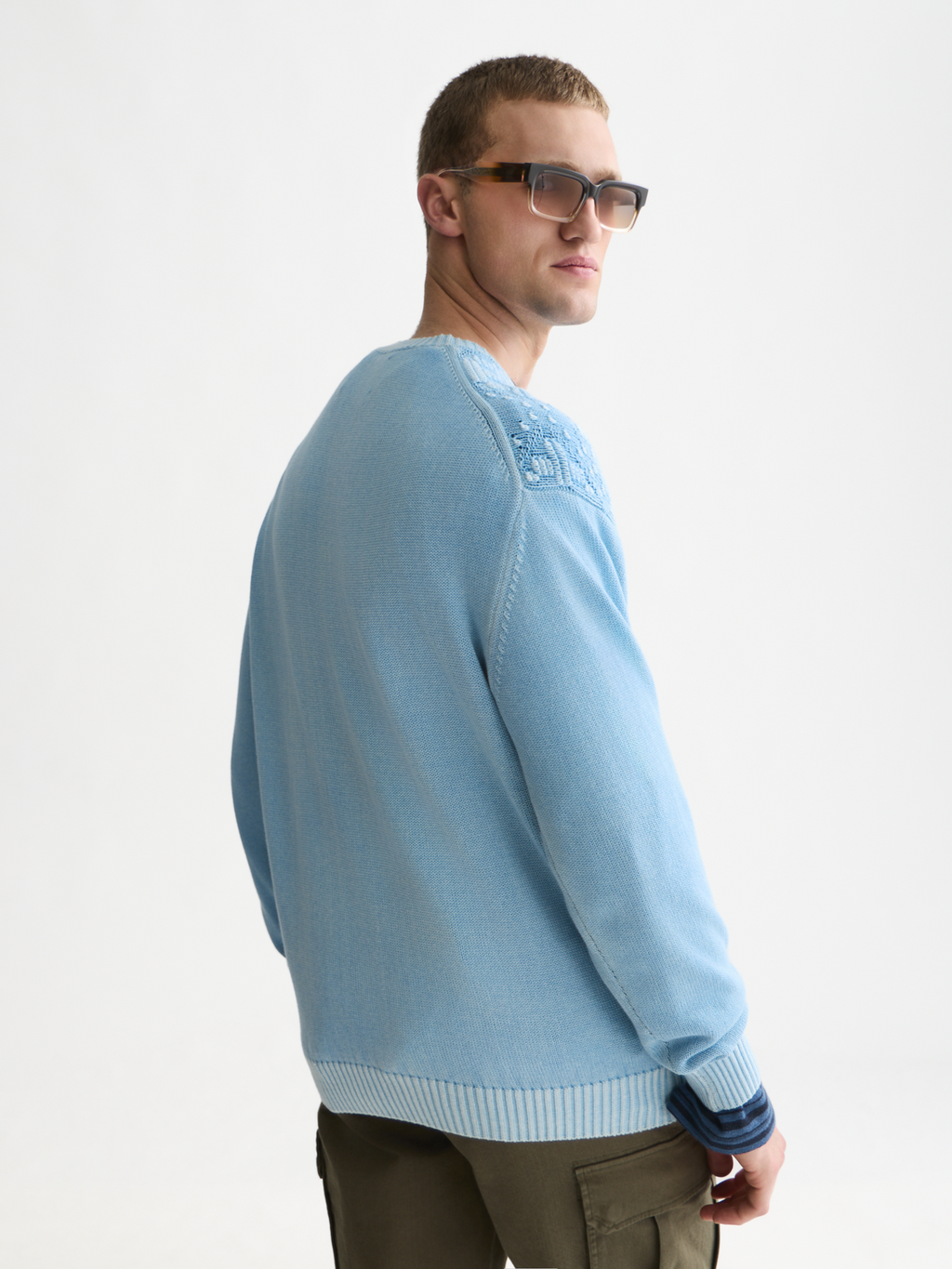 Structured Cotton Dropped Shoulder Pullover