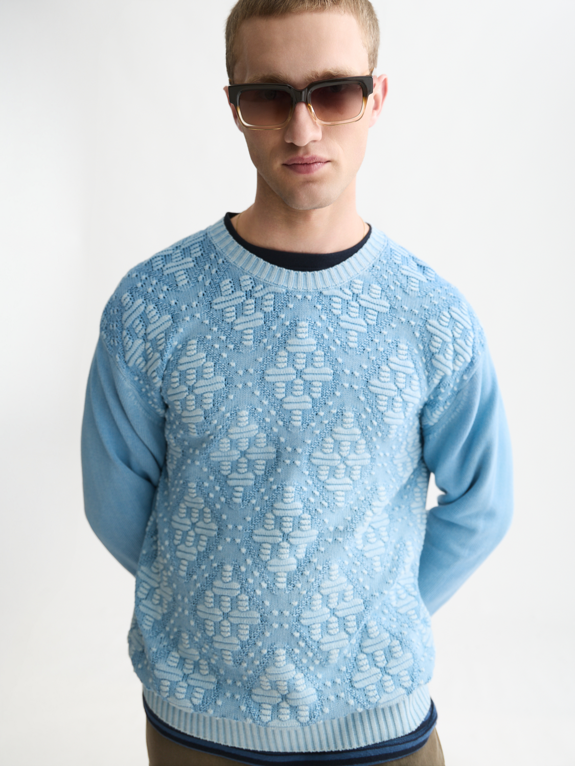 Structured Cotton Dropped Shoulder Pullover