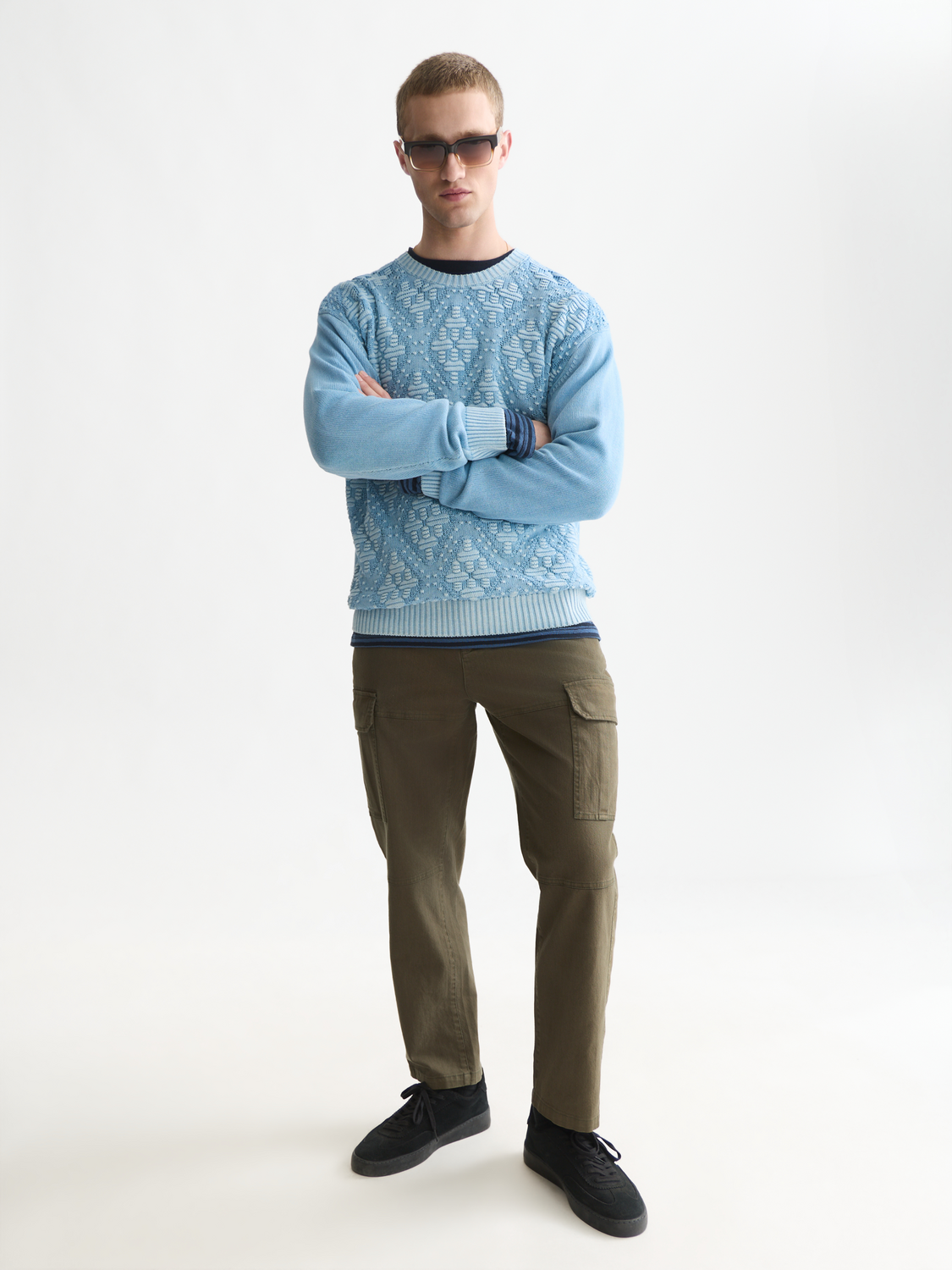 Structured Cotton Dropped Shoulder Pullover