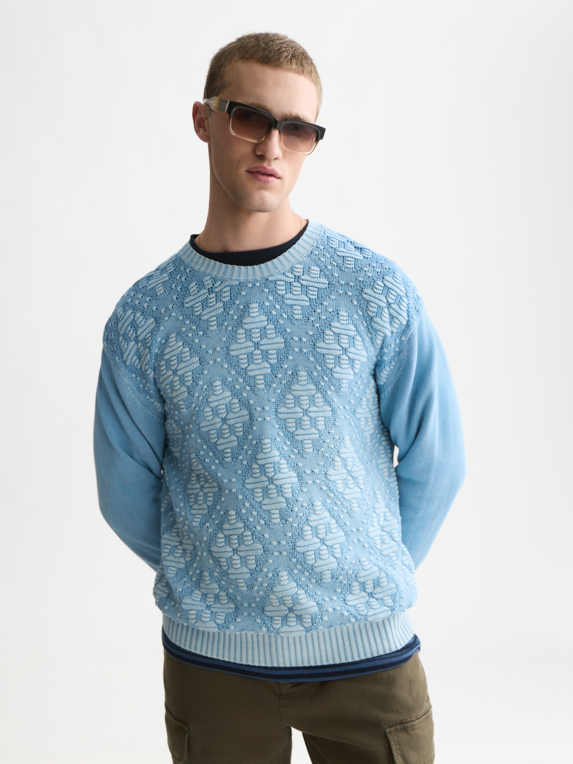 Structured Cotton Dropped Shoulder Pullover