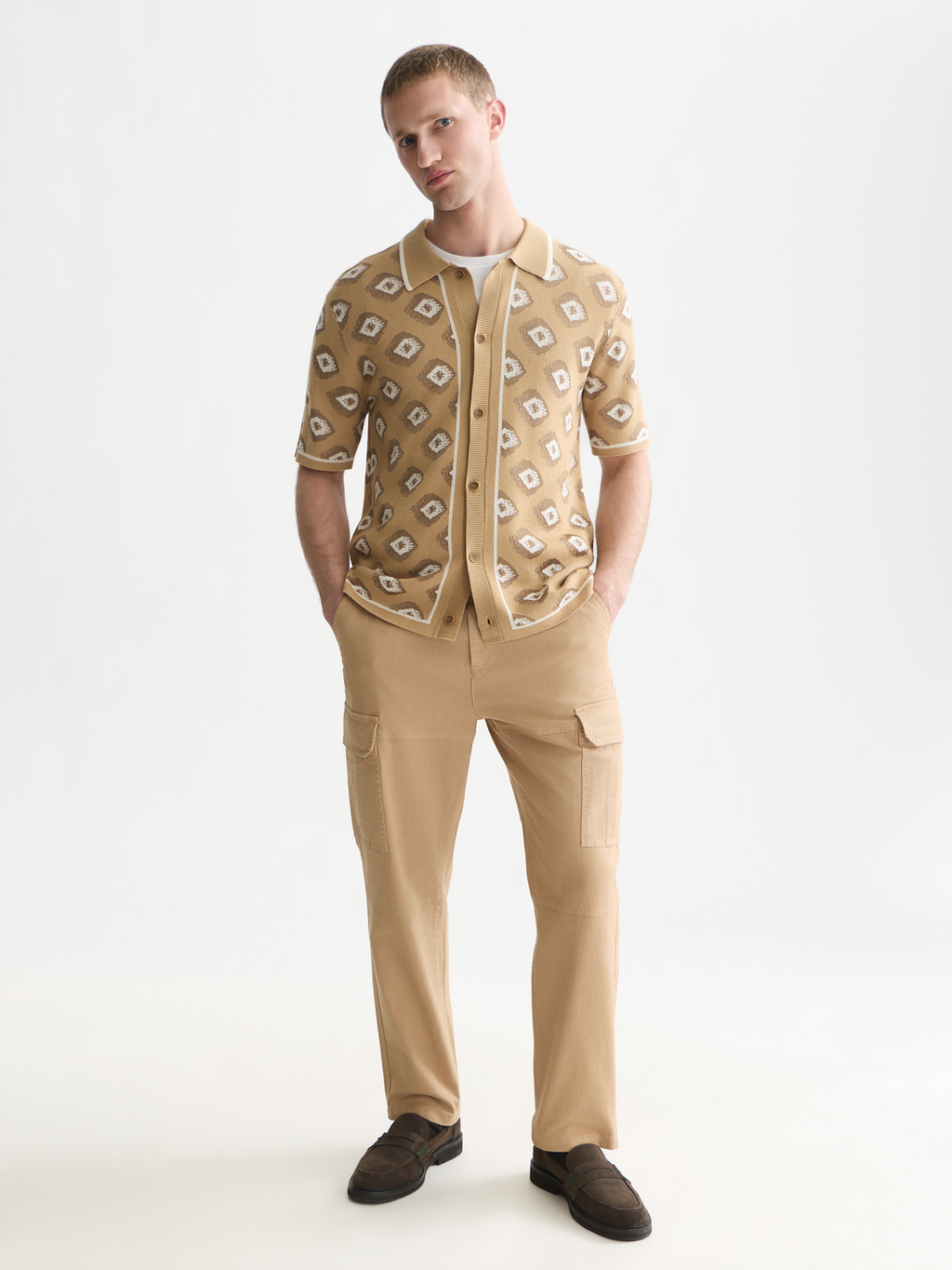 Jacquard Knitted Short Sleeved Shirt