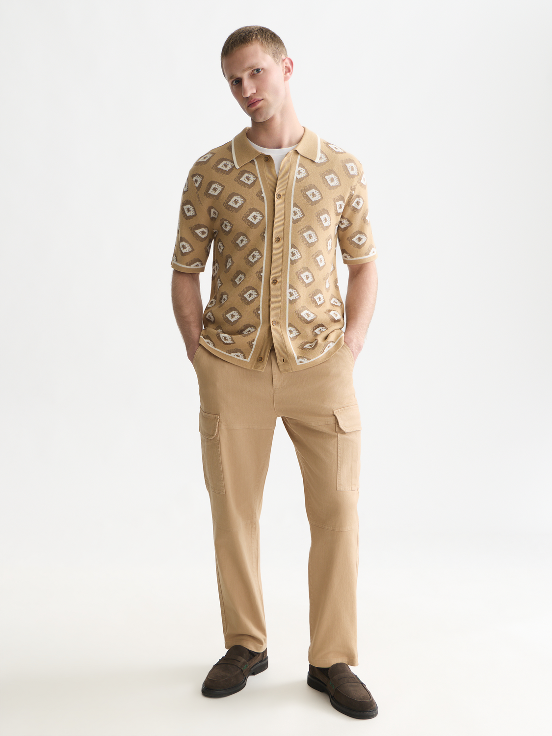 Jacquard Knitted Short Sleeved Shirt
