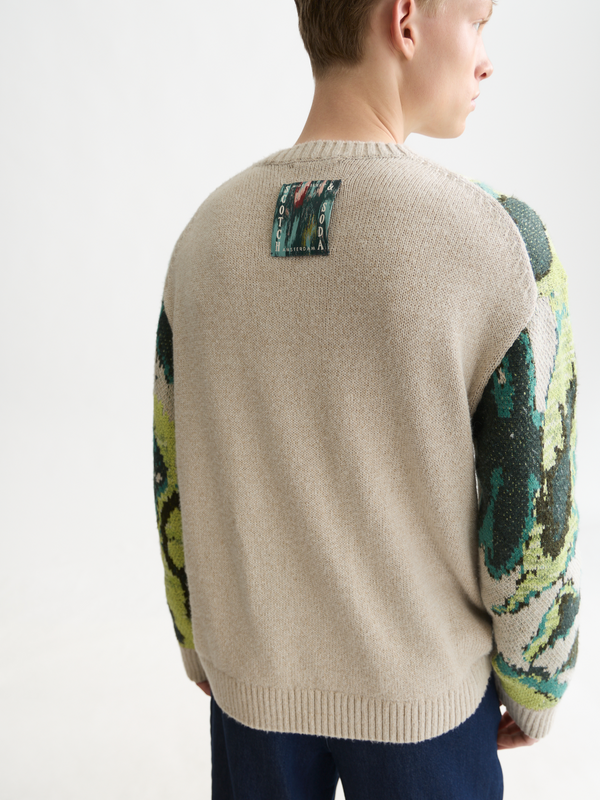 Pull ample en coton et lin mélangés, motif aquarelle
