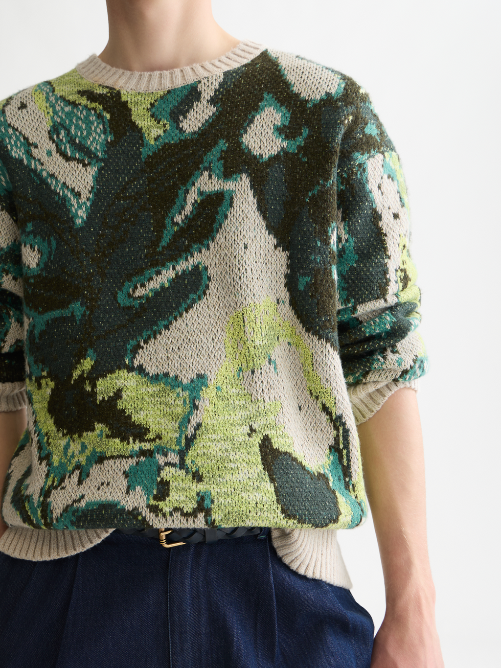Watercolor Cotton-Linen Blend Loose-Fit Pullover