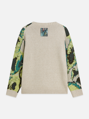 Pull ample en coton et lin mélangés, motif aquarelle