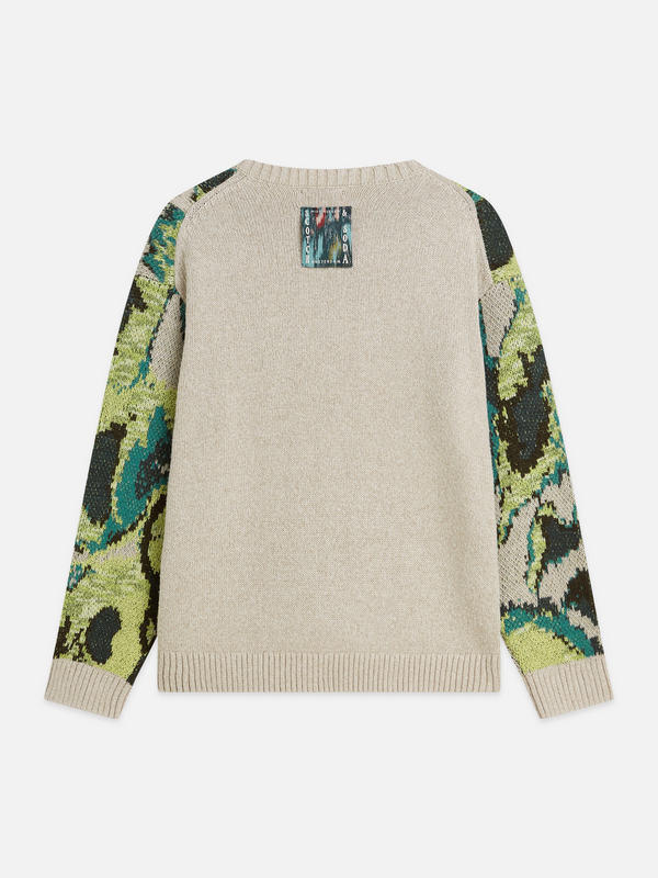 Pull ample en coton et lin mélangés, motif aquarelle