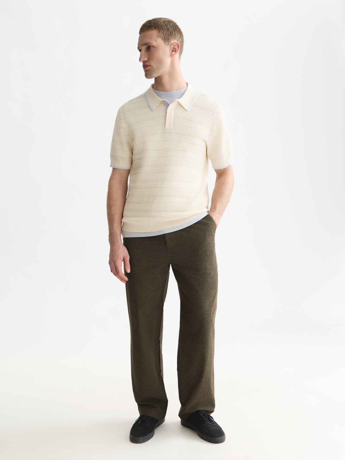 Structured Knitted Regular-Fit Polo