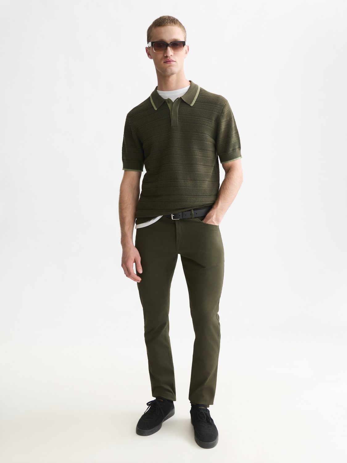 Structured Knitted Regular-Fit Polo