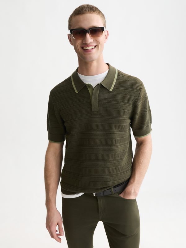 Structured Knitted Regular-Fit Polo