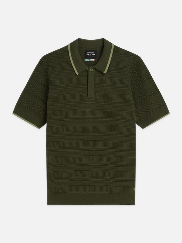 Structured Knitted Regular-Fit Polo