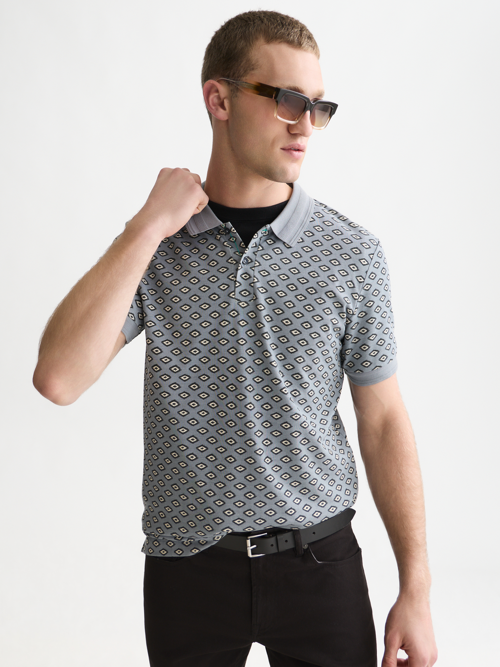 Micro-Printed Regular-Fit Polo