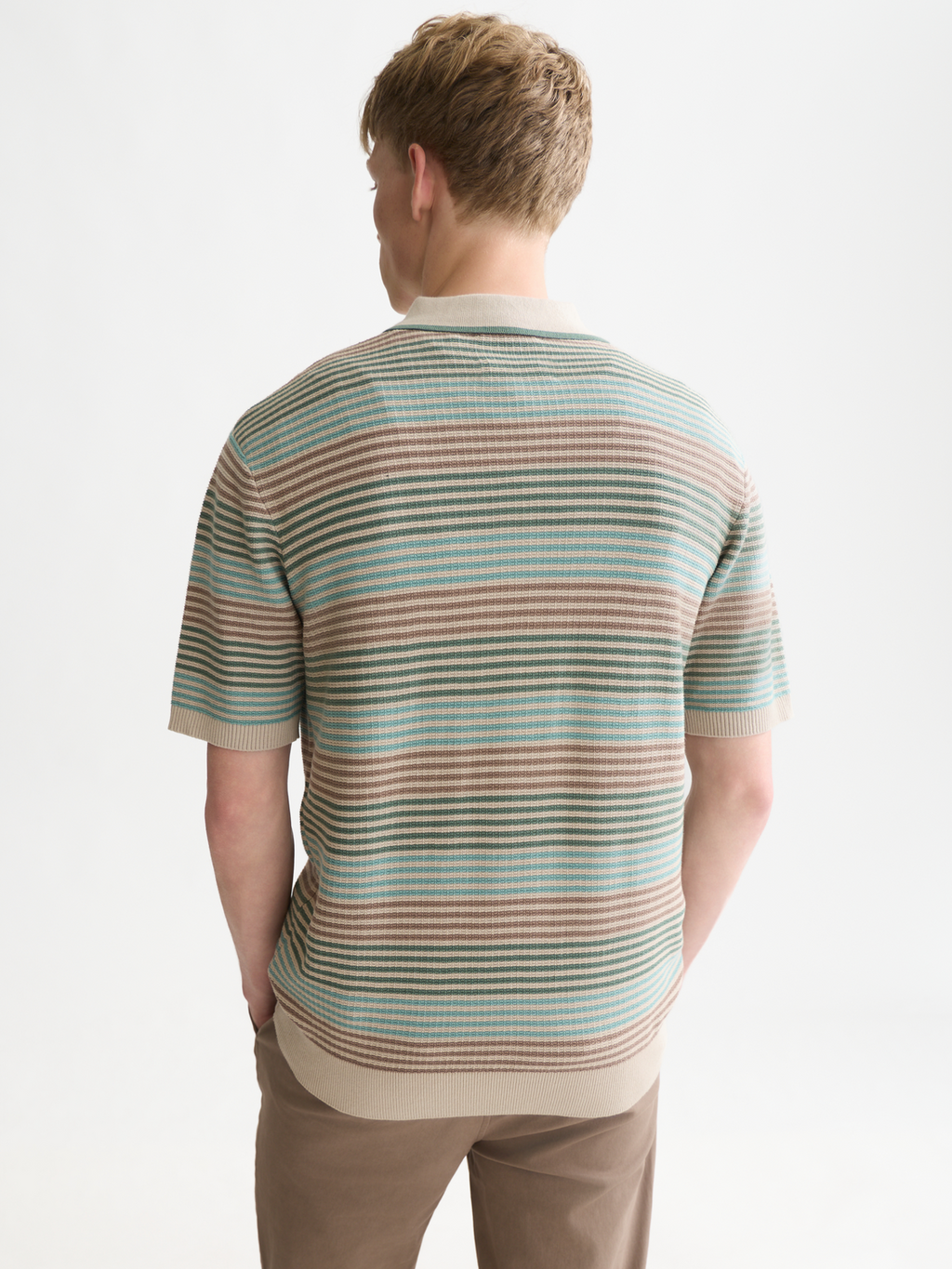 Textured Striped Cotton Polo