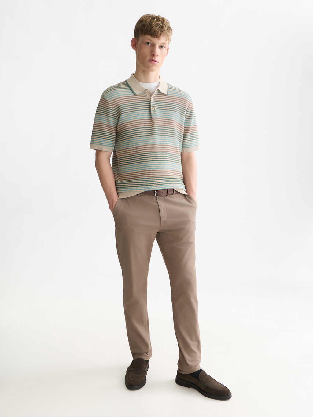 Textured Striped Cotton Polo