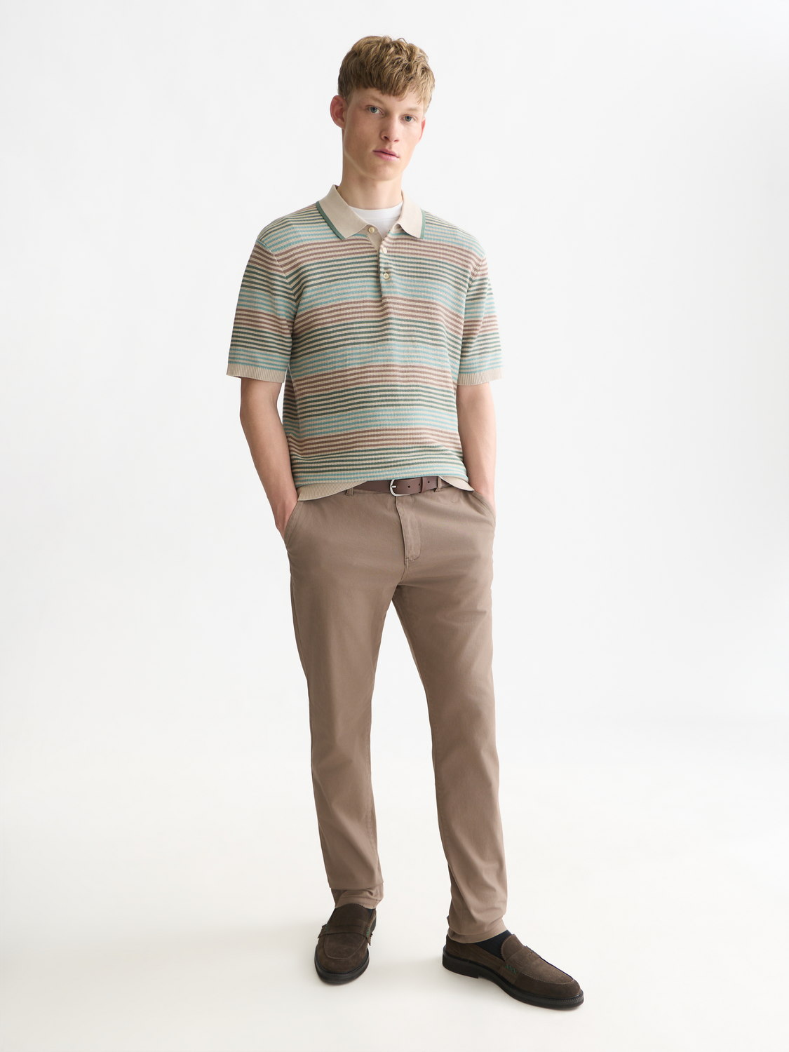 Textured Striped Cotton Polo