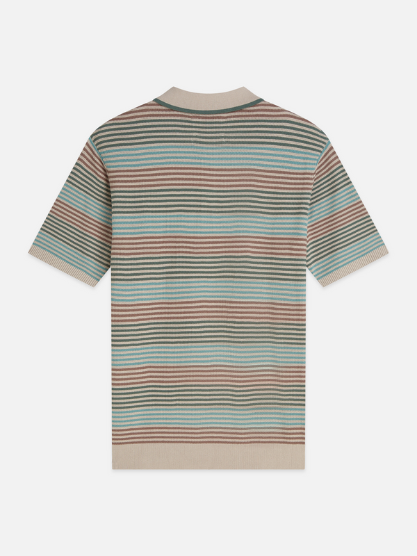 Textured Striped Cotton Polo