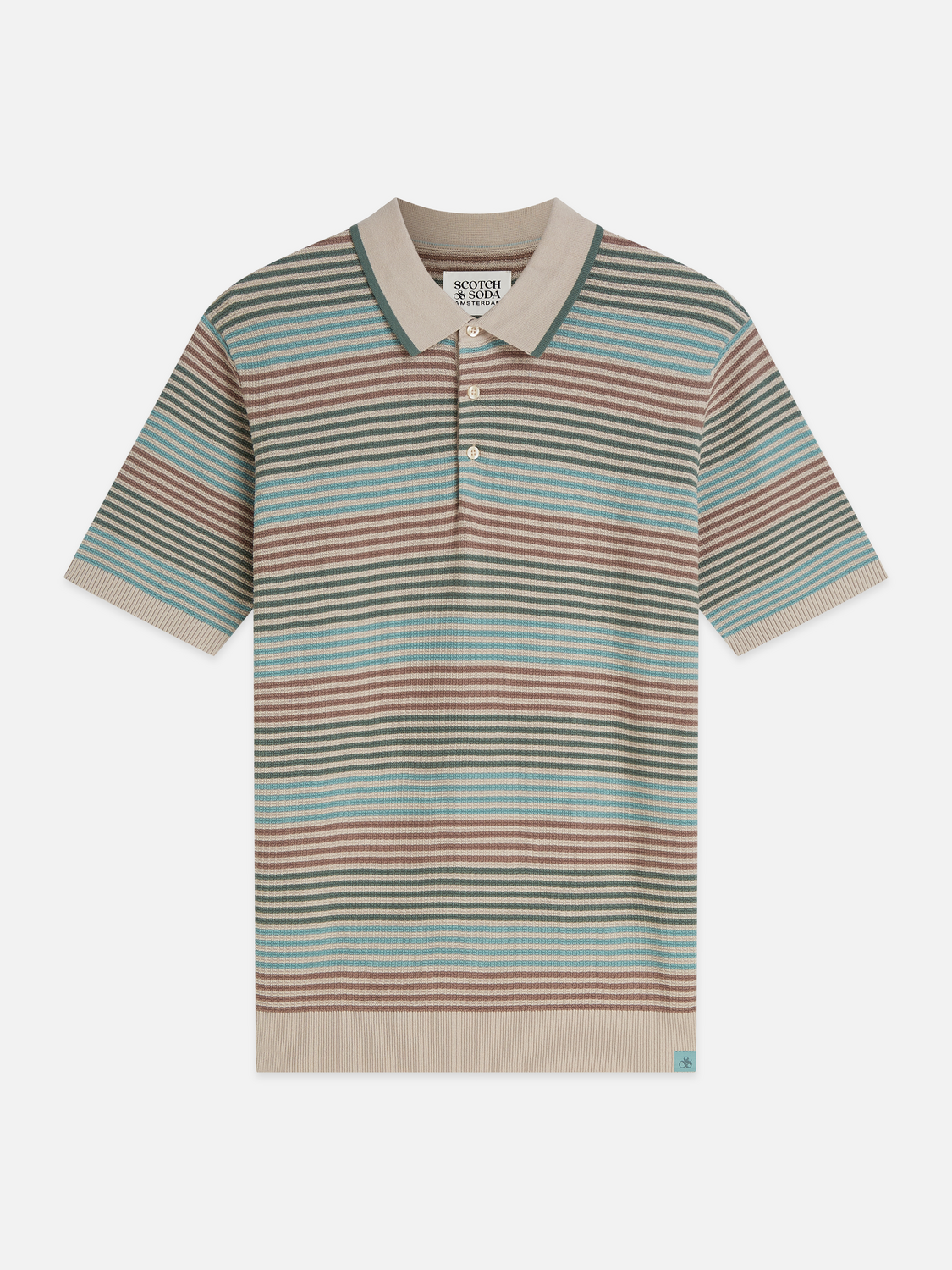 Textured Striped Cotton Polo