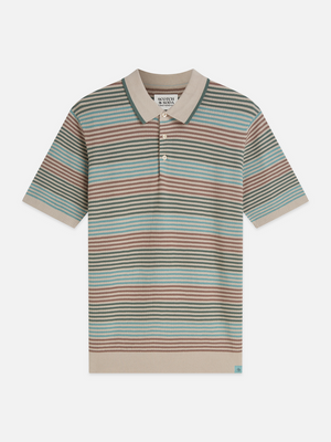 Textured Striped Cotton Polo