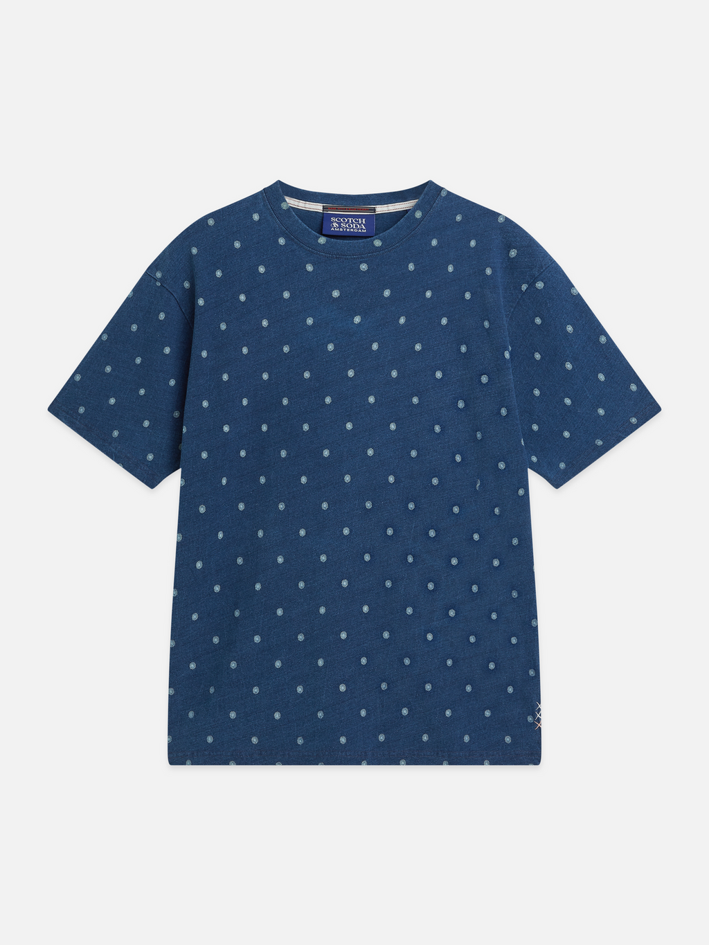 Micro Printed Indigo Relaxed-Fit T-Shirt