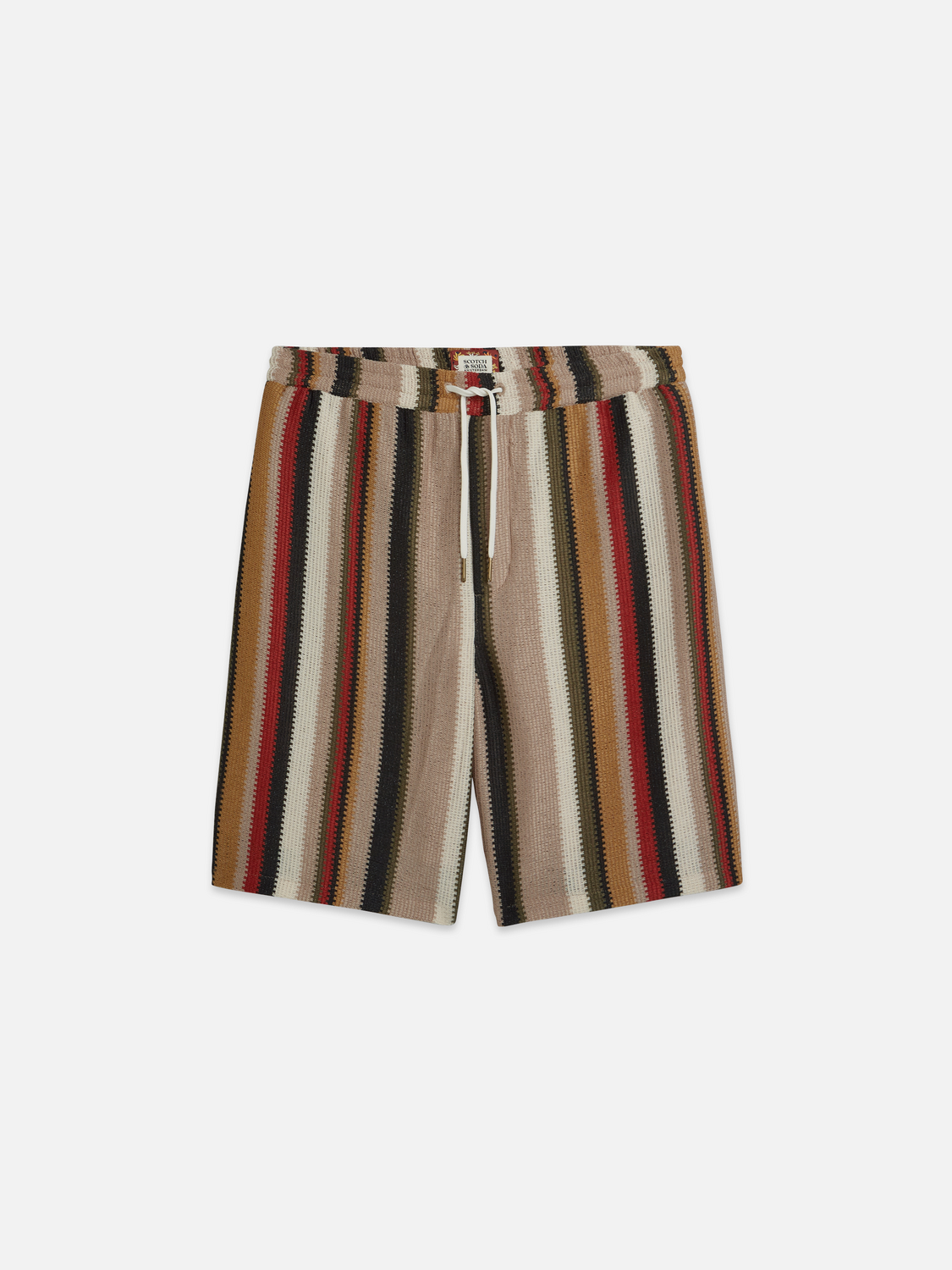 Crochet Multicolor Stripe Relaxed-Fit Bermuda Shorts