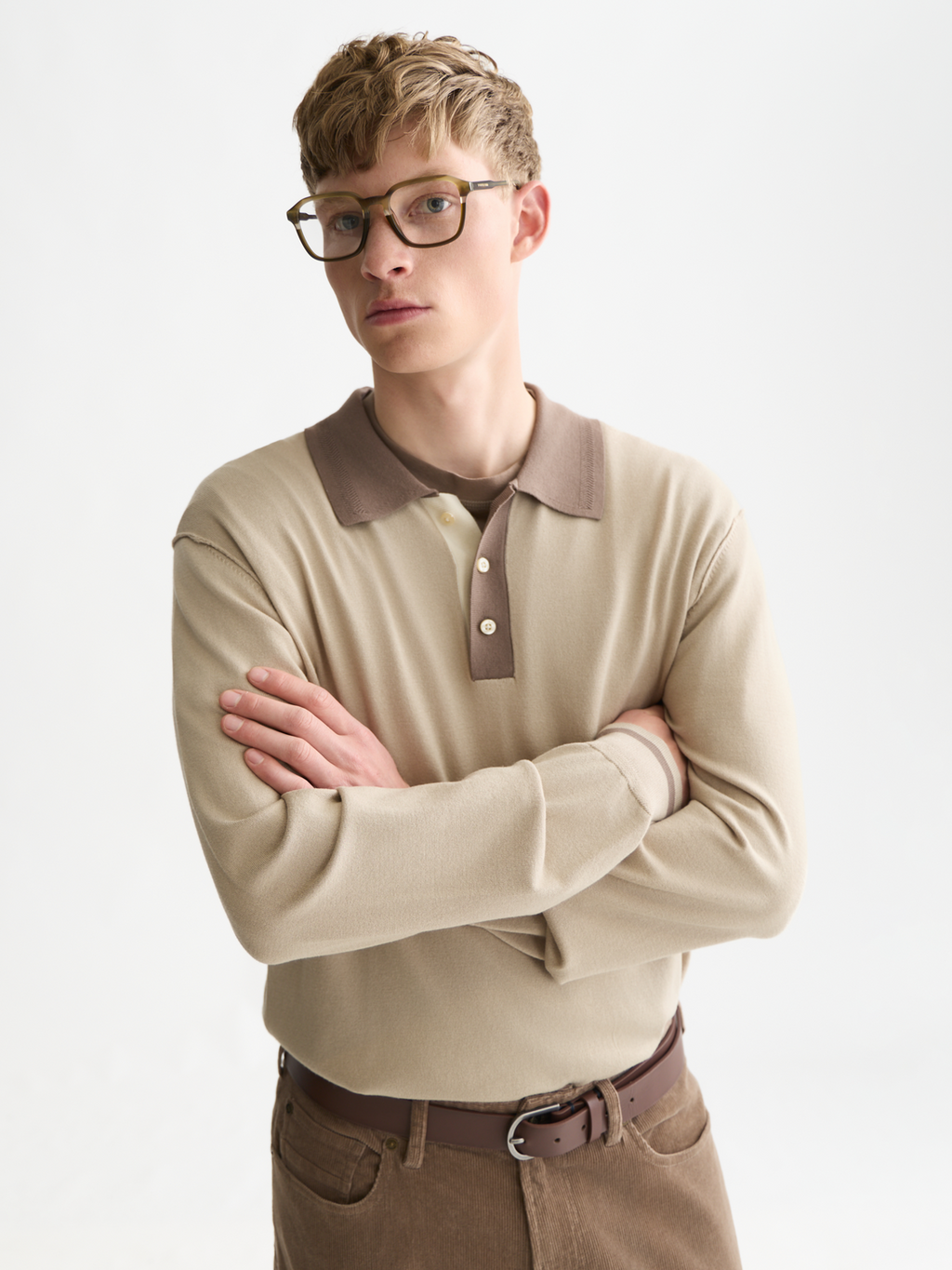 Viscose-Blend Long-Sleeve Polo