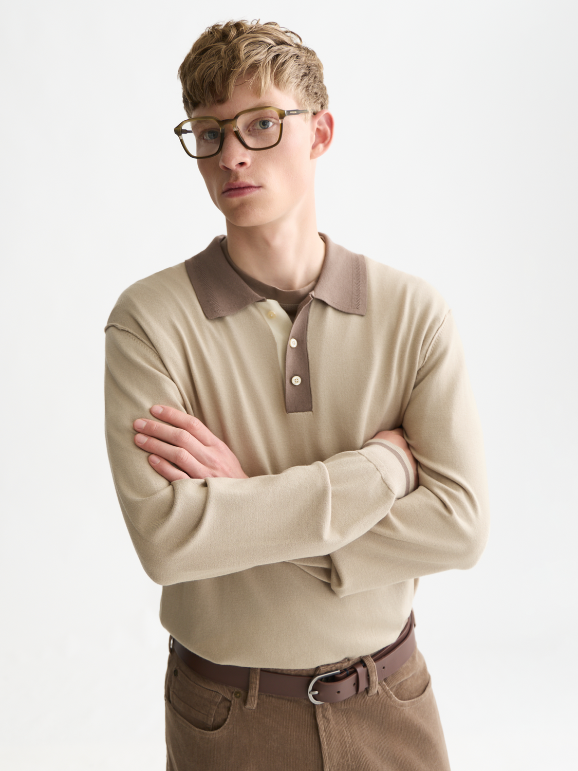 Viscose-Blend Long-Sleeve Polo
