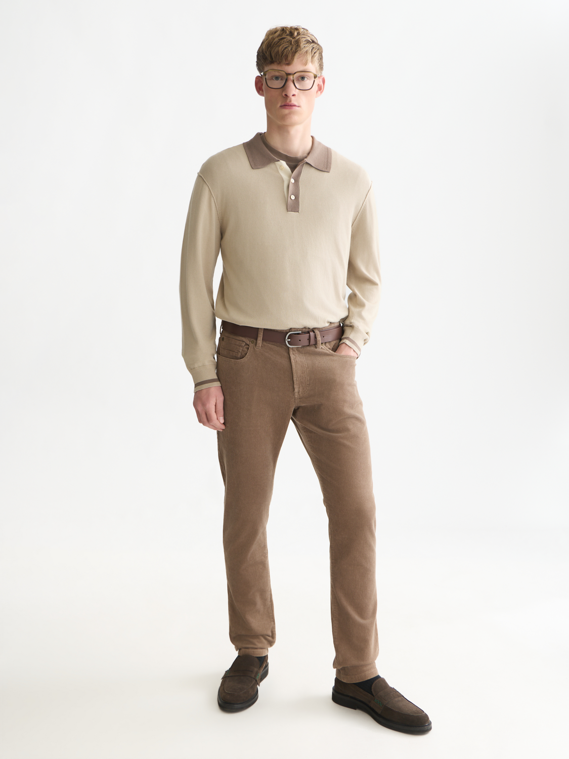 Viscose-Blend Long-Sleeve Polo