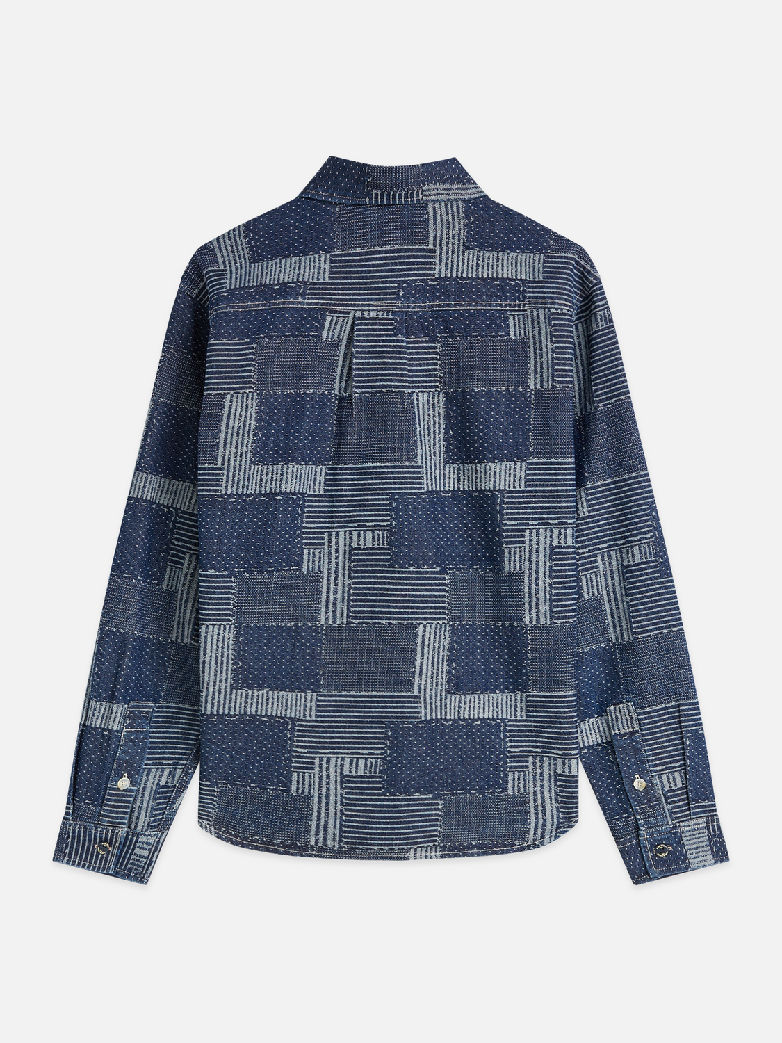 Denim Patchwork Relaxed-Fit Overshirt