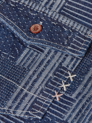Denim Patchwork Relaxed-Fit Overshirt