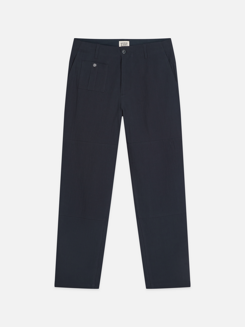 Crinckled Cotton-Blend Relaxed Straight-Fit Chino