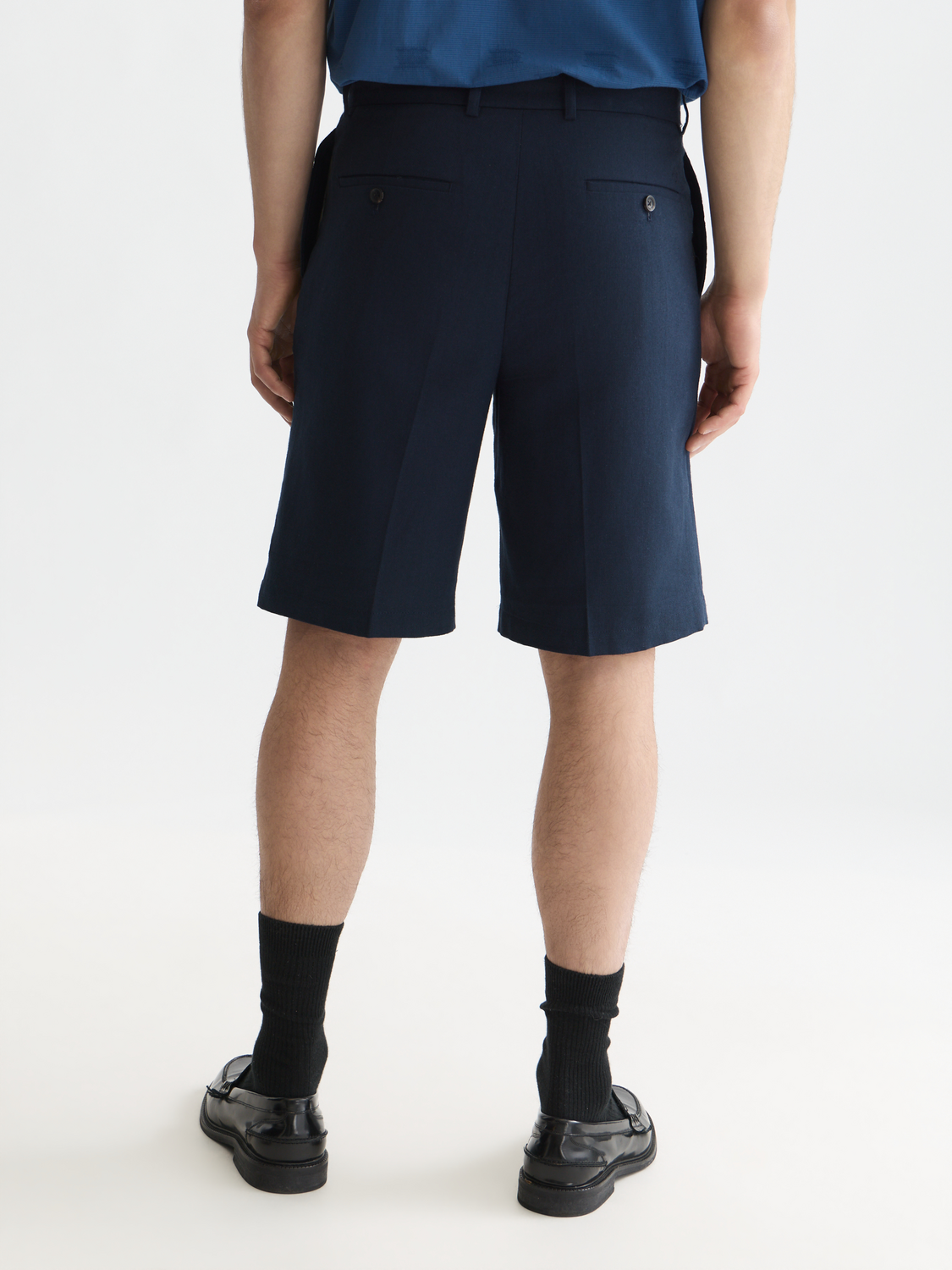 Pleated Linen-Blend Herringbone Wide Fit Chino Shorts