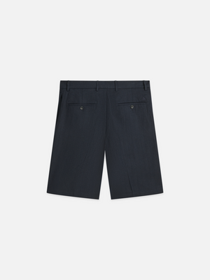 Pleated Linen-Blend Herringbone Wide Fit Chino Shorts