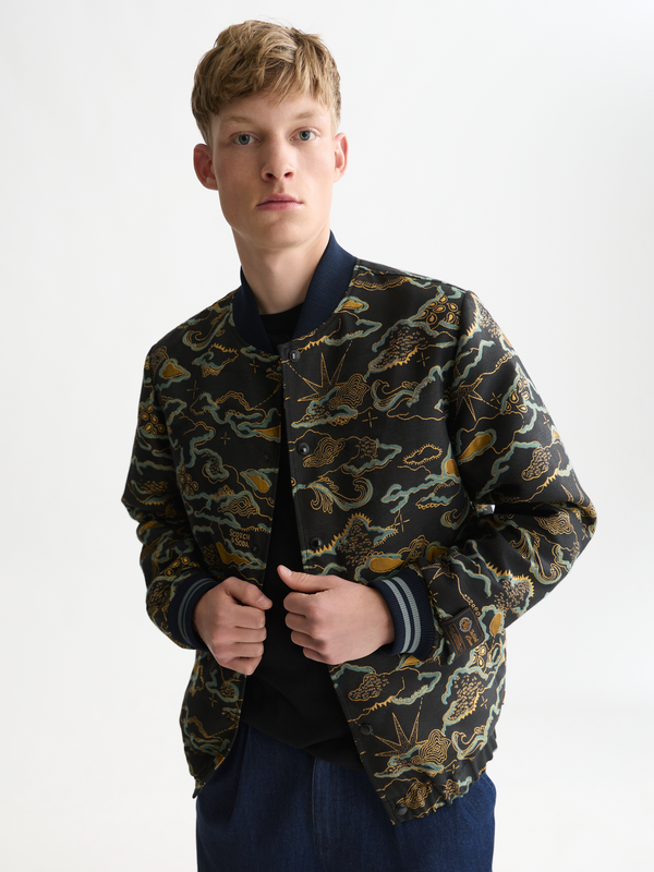 Festive Jacquard Blouson Jacket