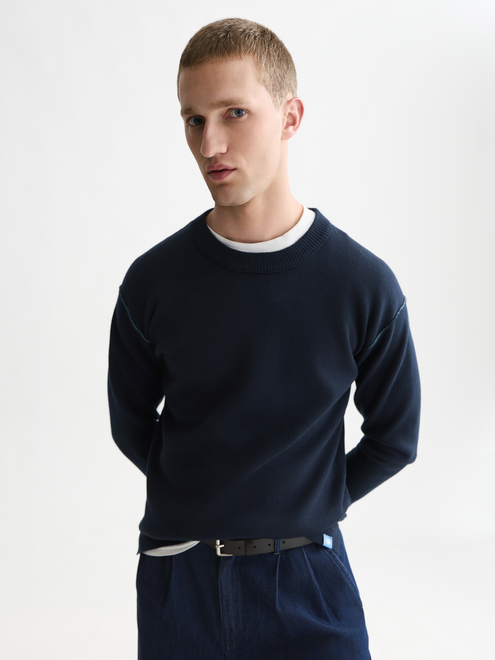 Doubleface-Merino-Mix Pullover mit lockerer Passform