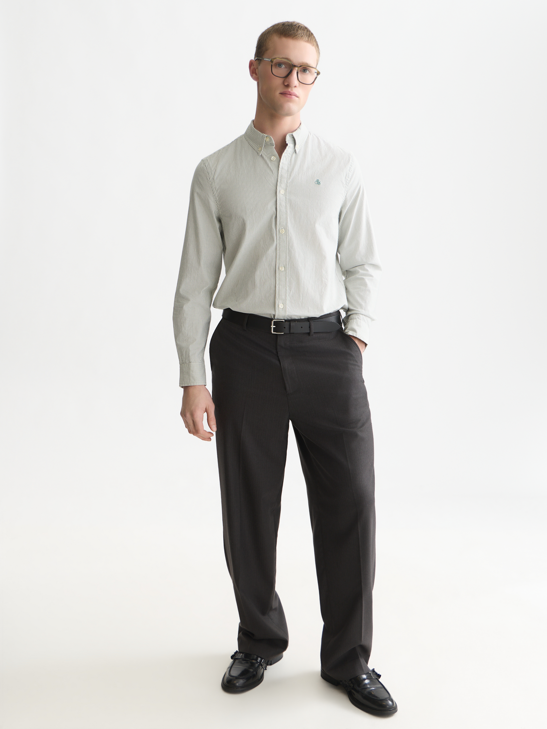 Seasonal Essentials Cotton Oxford Striped Shirt