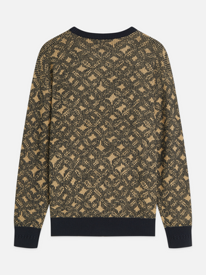 Jacquard Wool-Blend Extra Dropped Shoulder Pullover