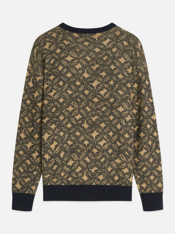 Jacquard Wool-Blend Extra Dropped Shoulder Pullover