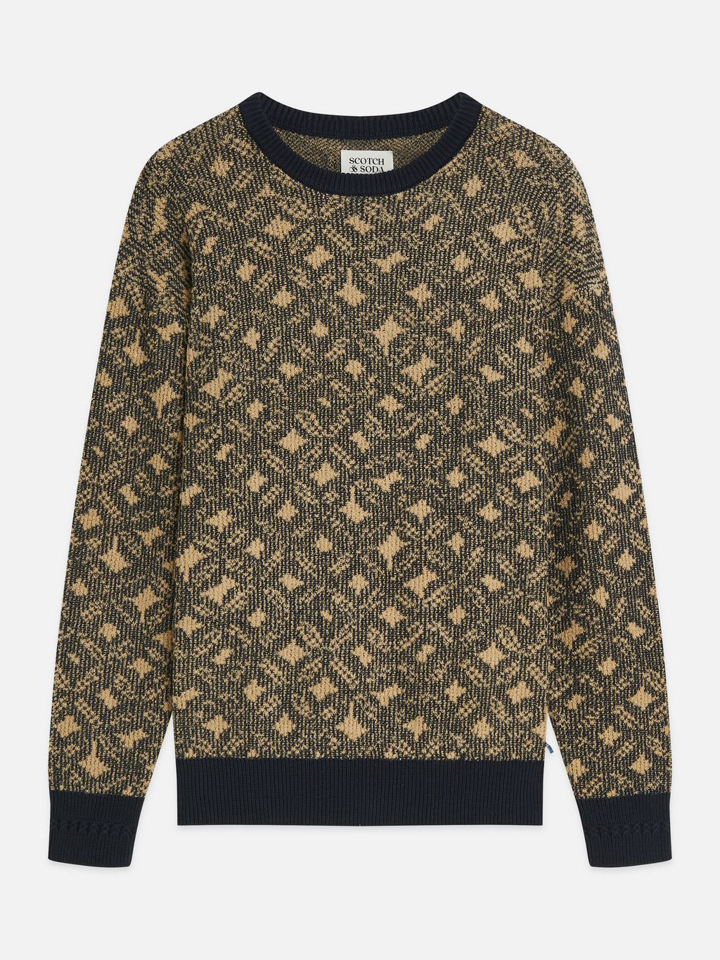 Jacquard Wool-Blend Extra Dropped Shoulder Pullover