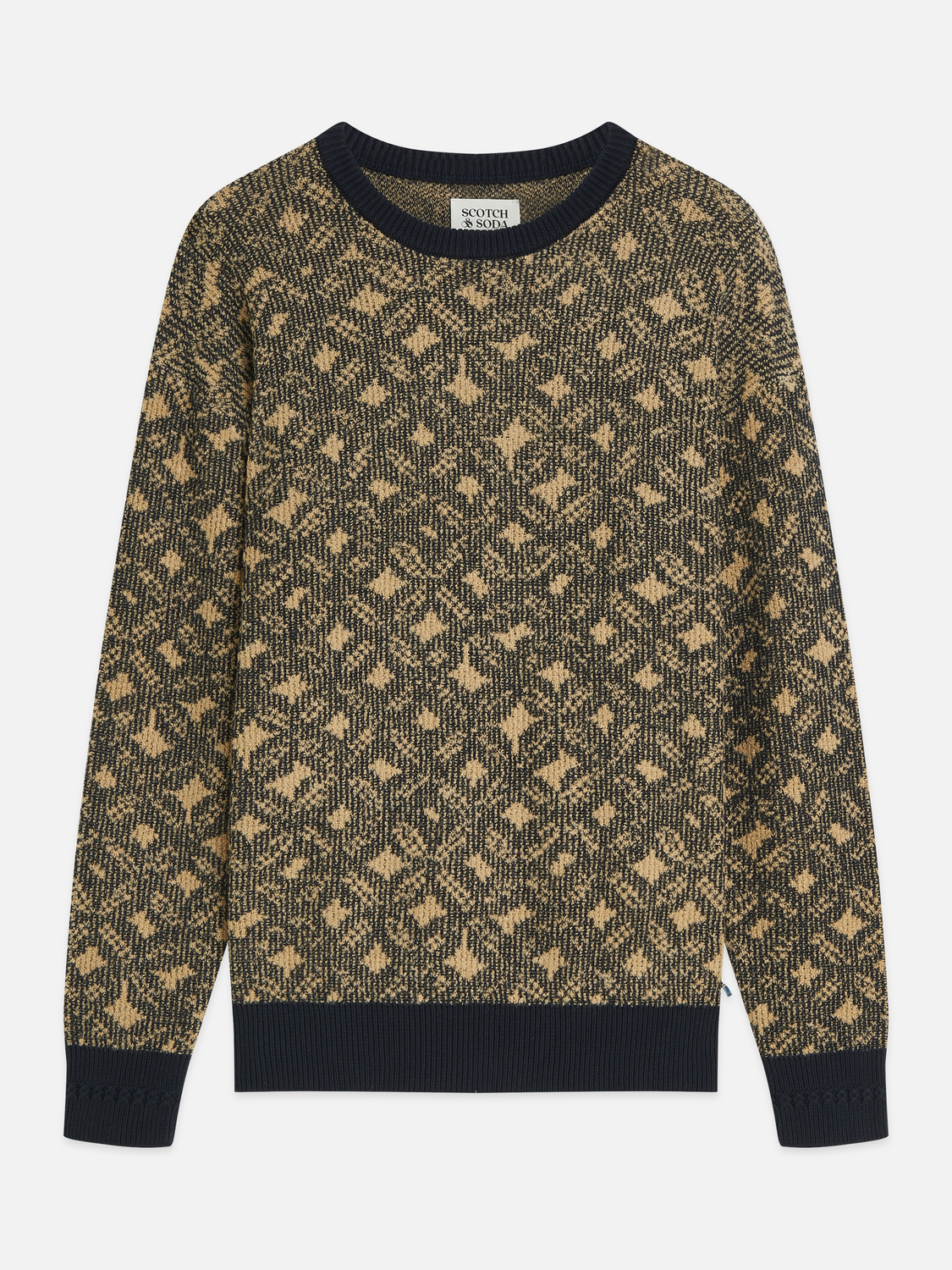 Jacquard Wool-Blend Extra Dropped Shoulder Pullover